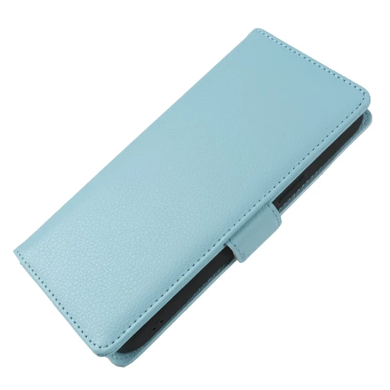 For Samsung Galaxy A06 5G Wallet Case with Dual Magnetic Clasp Litchi Textured Leather Flip Stand Phone Cover - Blue