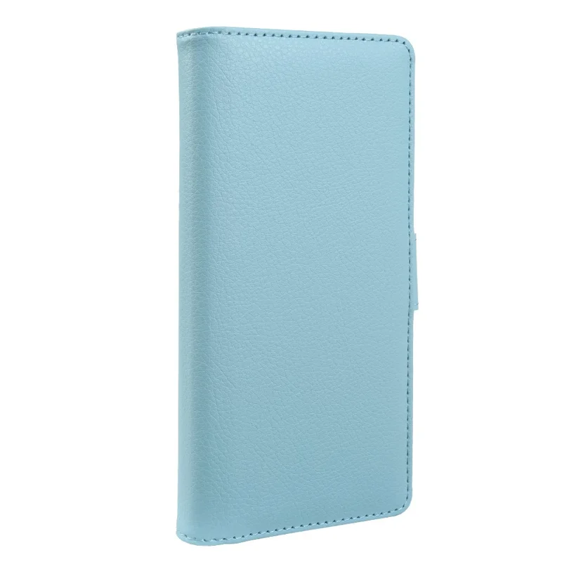 For Samsung Galaxy A06 5G Wallet Case with Dual Magnetic Clasp Litchi Textured Leather Flip Stand Phone Cover - Blue
