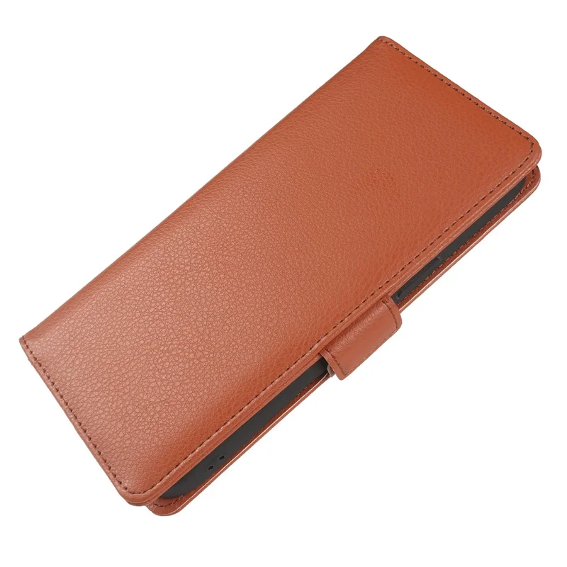 Für Samsung Galaxy A07 4G Brieftaschenhülle mit doppelter magnetischer Schnalle, Litschi-Strukturleder, Klappständer, Handytasche - Braun