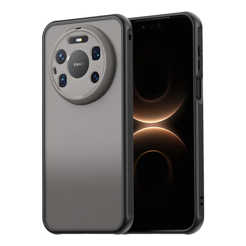 Coque pour Huawei Mate 80 Pro Max, Coque Antichute avec Airbags, Arrière Translucide Mat en PC + TPU - Noir