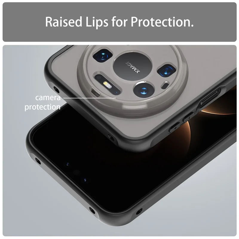 Coque pour Huawei Mate 80 Pro Max, Coque Antichute avec Airbags, Arrière Translucide Mat en PC + TPU - Noir