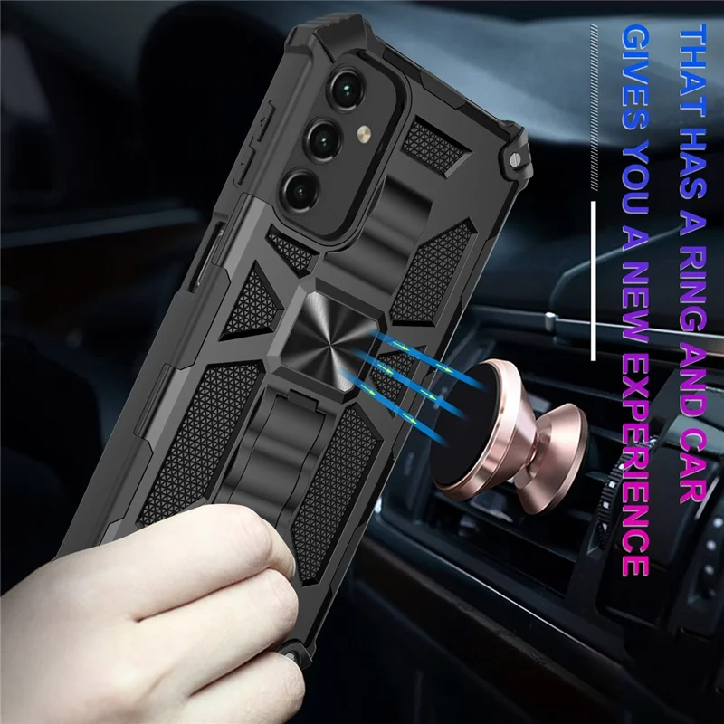 Cover per Samsung Galaxy A14 5G / 4G, Custodia Antiurto con Supporto, Morbido TPU + PC Rigido - Nero