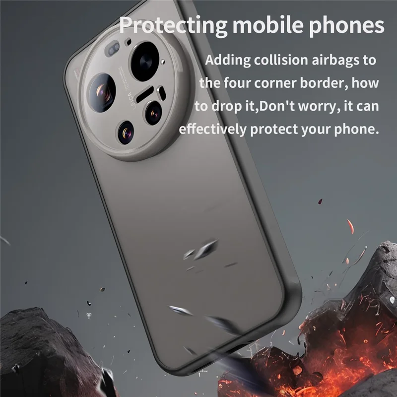 For Xiaomi 17 Ultra 5G Case Drop Proof Airbags Frosted Translucent PC + TPU Phone Back Cover - Black