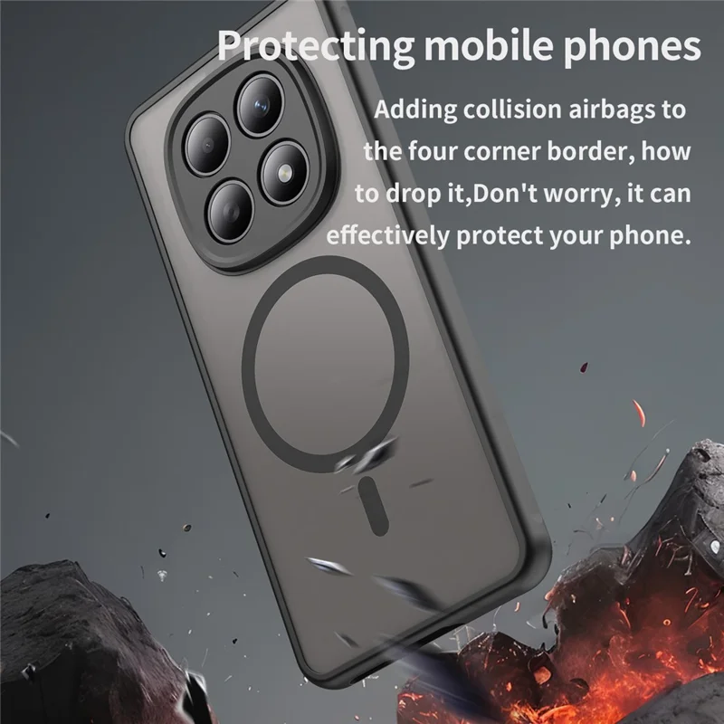 Bulk Purchasing For Xiaomi Poco M8 5G / Redmi Note 15 5G (Global) / 15 4G (Global) Magnetic Case Anti Drop PC + TPU Phone Cover - Black