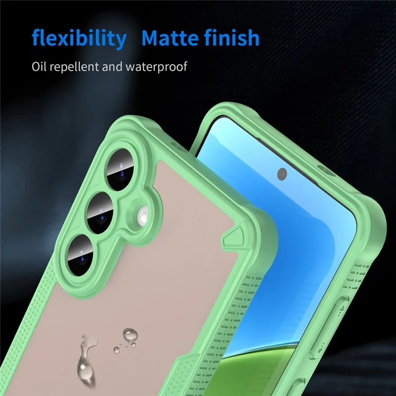 For Samsung Galaxy S26+ Case PC + TPU Semi-Transparent Frosted Finish Protective Phone Cover - Green