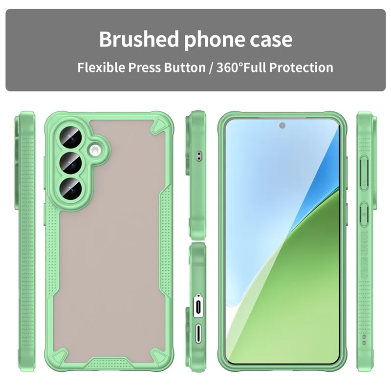 For Samsung Galaxy S26+ Case PC + TPU Semi-Transparent Frosted Finish Protective Phone Cover - Green