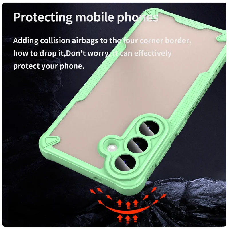 For Samsung Galaxy S26+ Case PC + TPU Semi-Transparent Frosted Finish Protective Phone Cover - Green