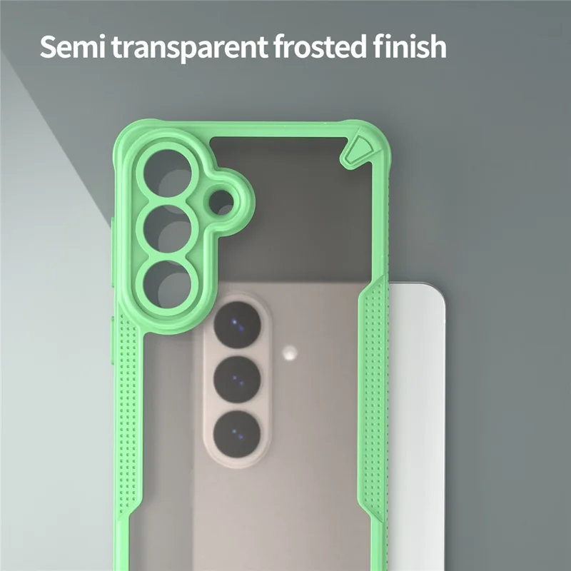 For Samsung Galaxy S26+ Case PC + TPU Semi-Transparent Frosted Finish Protective Phone Cover - Green