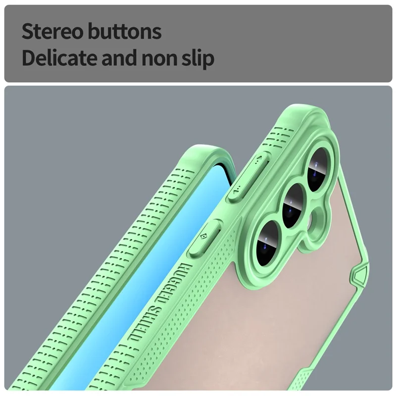For Samsung Galaxy S26+ Case PC + TPU Semi-Transparent Frosted Finish Protective Phone Cover - Green