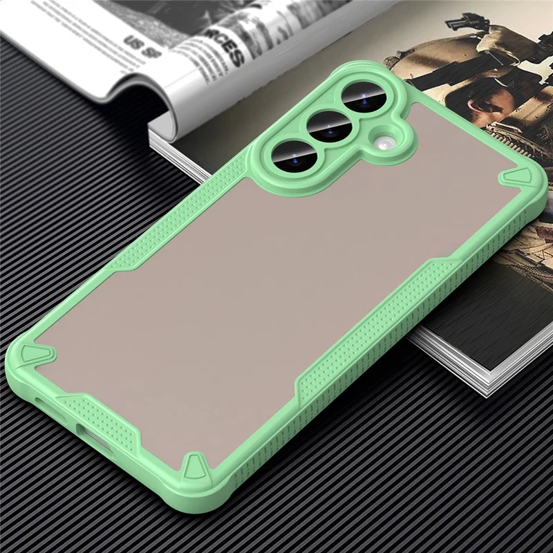 For Samsung Galaxy S26+ Case PC + TPU Semi-Transparent Frosted Finish Protective Phone Cover - Green
