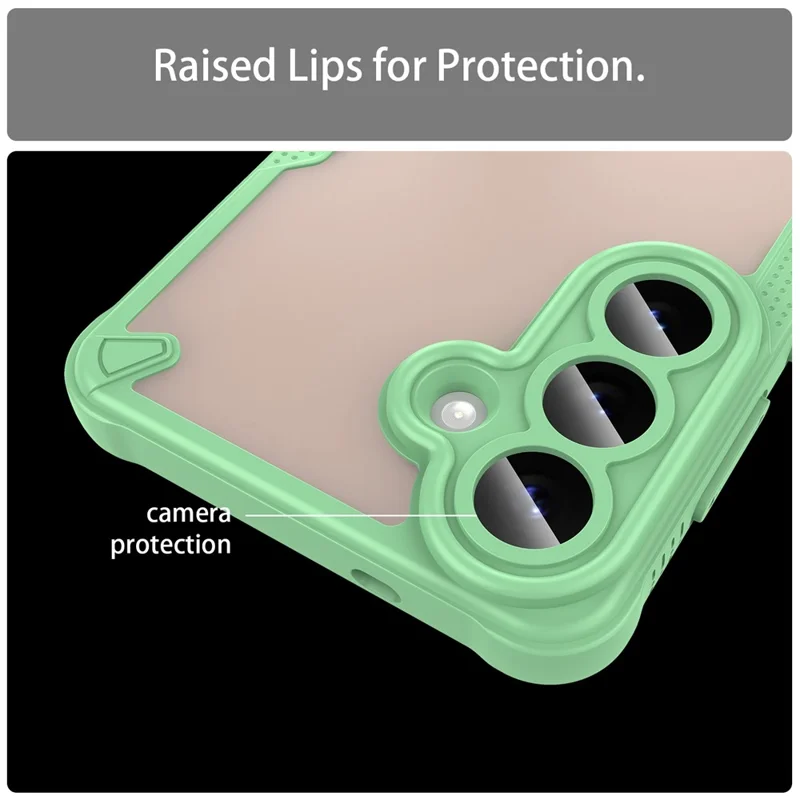 For Samsung Galaxy S26+ Case PC + TPU Semi-Transparent Frosted Finish Protective Phone Cover - Green