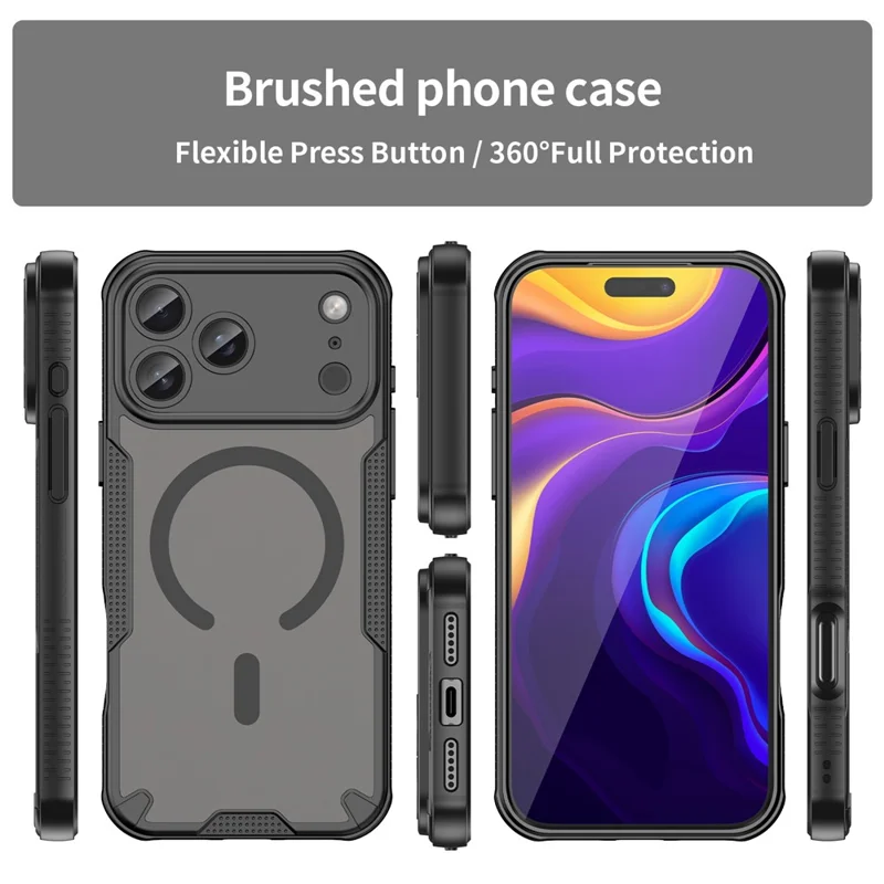 Bulk Purchasing For iPhone 17 Pro Magnetic Case Drop Proof TPU + PC Phone Back Cover Compatible with MagSafe - Black