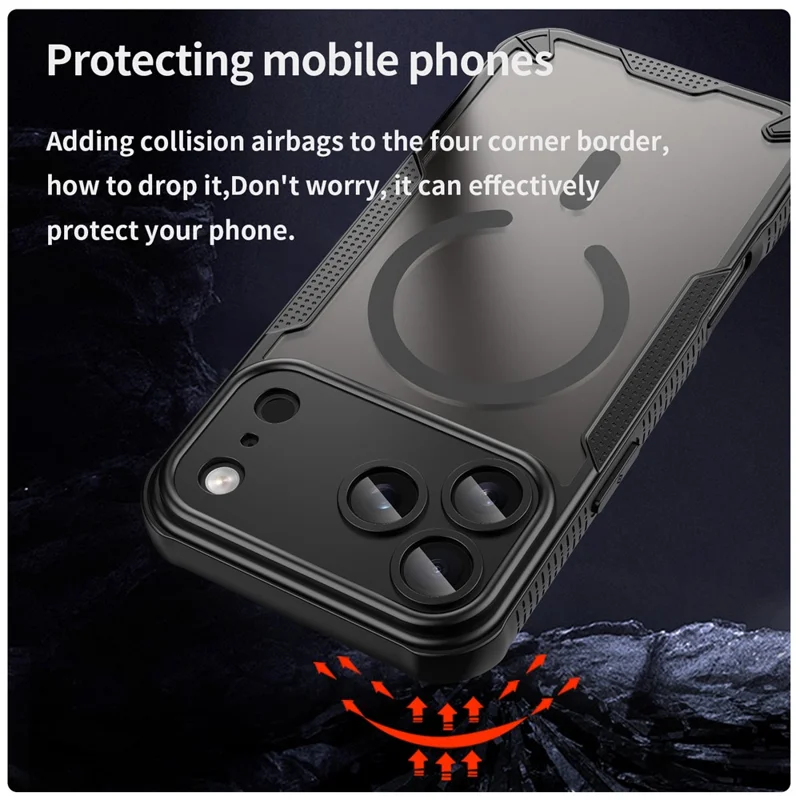 Bulk Purchasing For iPhone 17 Pro Magnetic Case Drop Proof TPU + PC Phone Back Cover Compatible with MagSafe - Black
