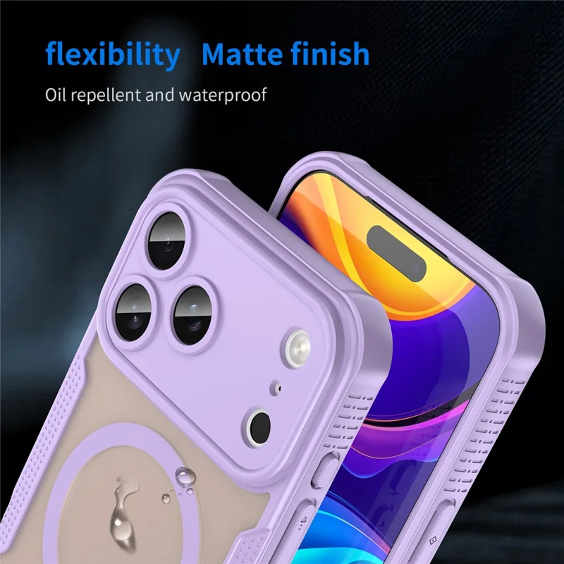 Bulk Purchasing For iPhone 17 Pro Max Magnetic Case Drop Proof TPU + PC Phone Back Cover Compatible with MagSafe - Purple