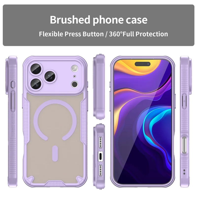 Bulk Purchasing For iPhone 17 Pro Max Magnetic Case Drop Proof TPU + PC Phone Back Cover Compatible with MagSafe - Purple