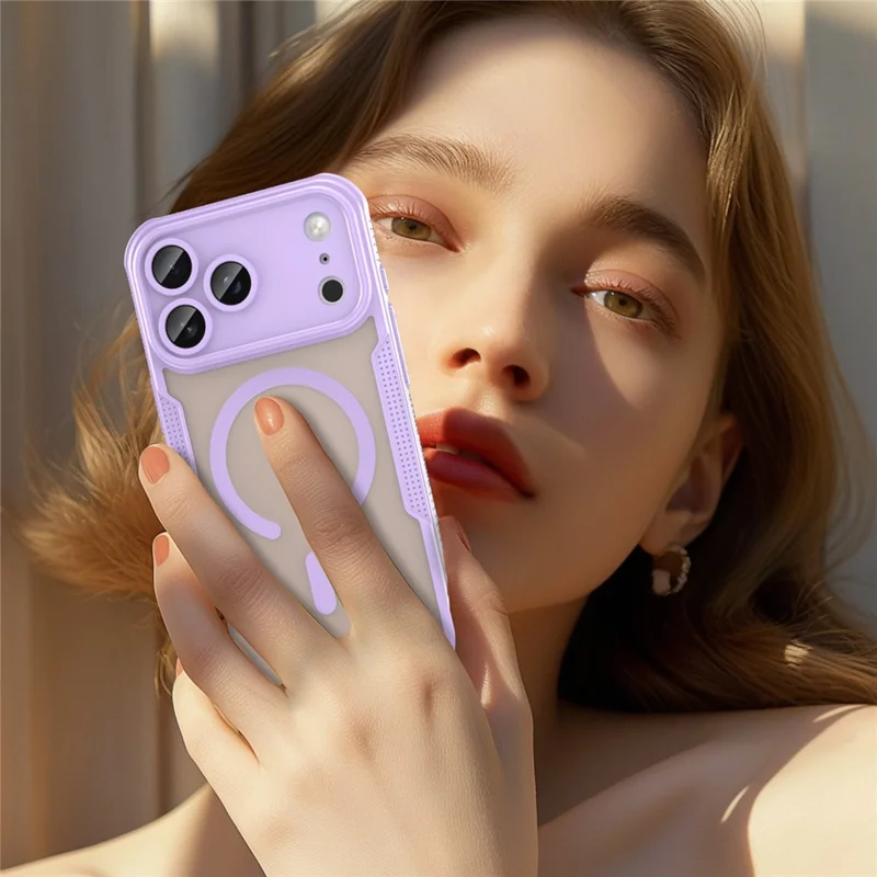 Bulk Purchasing For iPhone 17 Pro Max Magnetic Case Drop Proof TPU + PC Phone Back Cover Compatible with MagSafe - Purple