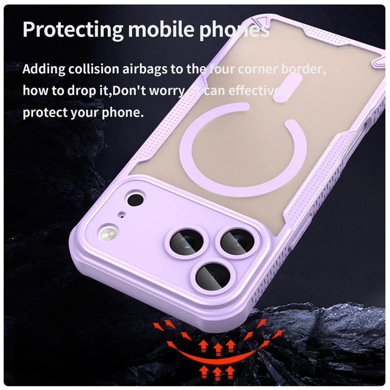 Bulk Purchasing For iPhone 17 Pro Max Magnetic Case Drop Proof TPU + PC Phone Back Cover Compatible with MagSafe - Purple