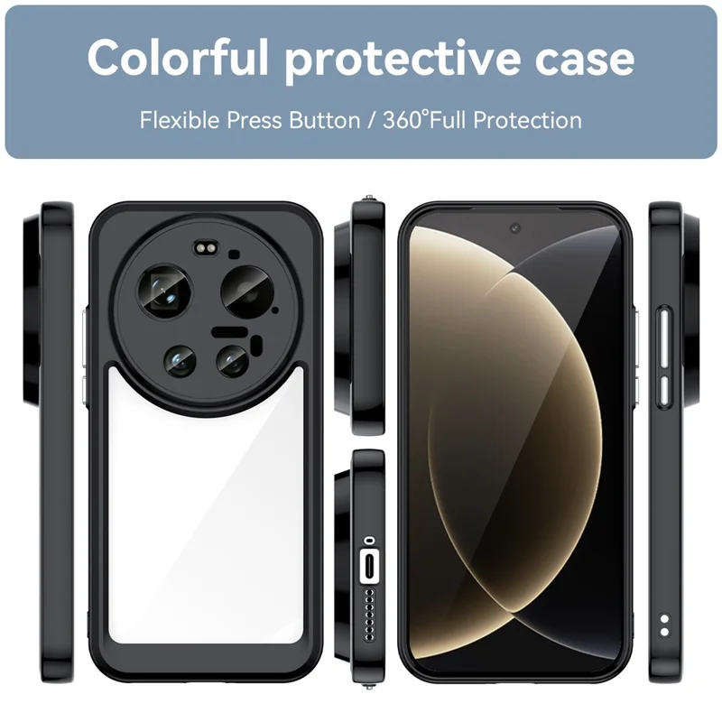 For Xiaomi 17 Ultra 5G Case TPU + Acrylic Protective Clear Phone Cover - Black