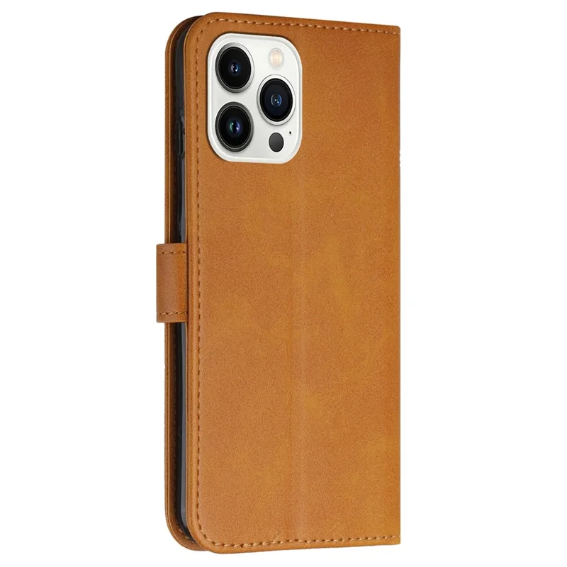 Bulk Purchasing For iPhone 16 Pro Leather Case Calf Texture Foldable Stand Wallet Flip Phone Cover with Strap - Yellow