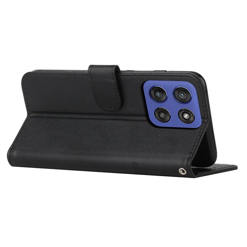 Bulk Purchasing Leather Case For Motorola Edge (2025) 5G  /  60 Fusion 5G  /  60 5G Calf Texture Foldable Stand Wallet Flip Phone Cover with Strap - Black