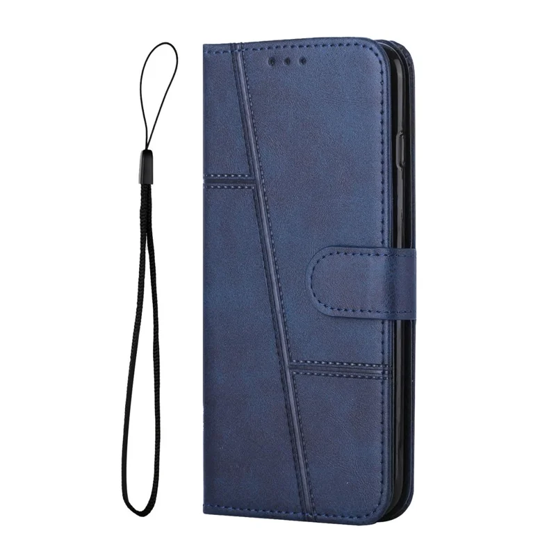 Bulk Purchasing Leather Case For Motorola Edge (2025) 5G  /  60 Fusion 5G  /  60 5G Calf Texture Foldable Stand Wallet Flip Phone Cover with Strap - Blue