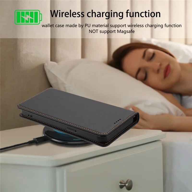 Оптовая покупка чехла для iPhone Air из кожи с магнитной застежкой, защитой от RFID, бумажником, черный