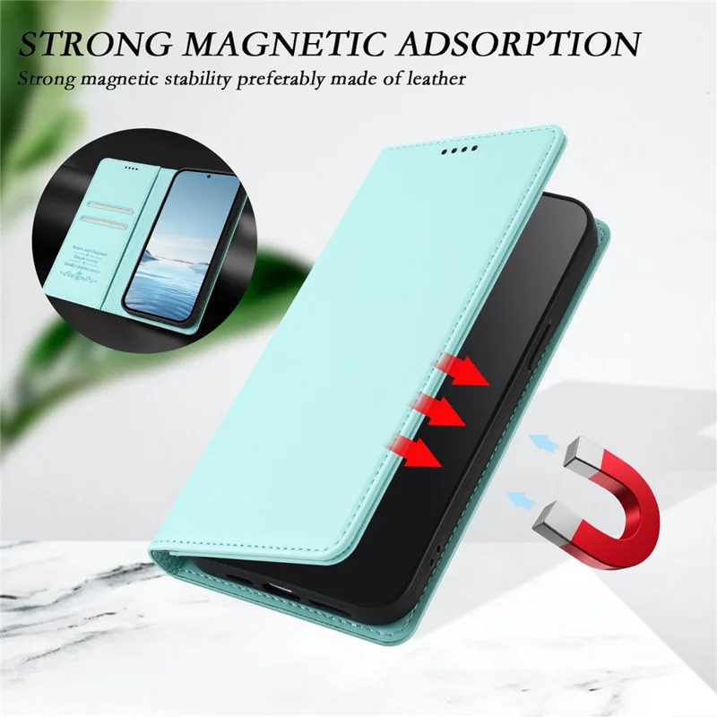 For Xiaomi Poco M8 Pro 5G / Redmi Note 15 Pro+ 5G (Global) Leather Wallet Case Magnetic Closure RFID Blocking Phone Cover - Mint Green