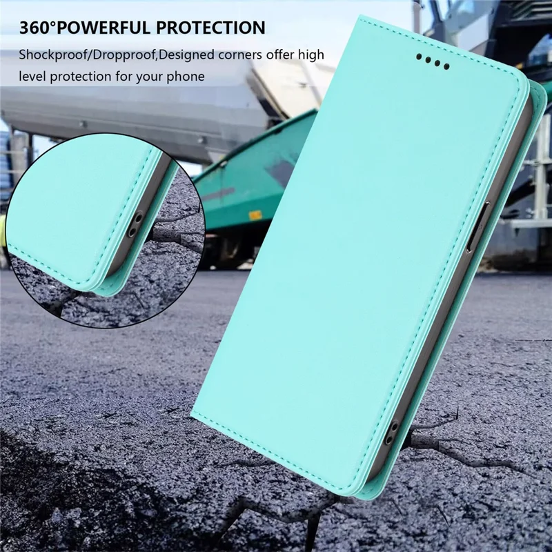 For Xiaomi Poco M8 Pro 5G / Redmi Note 15 Pro+ 5G (Global) Leather Wallet Case Magnetic Closure RFID Blocking Phone Cover - Mint Green