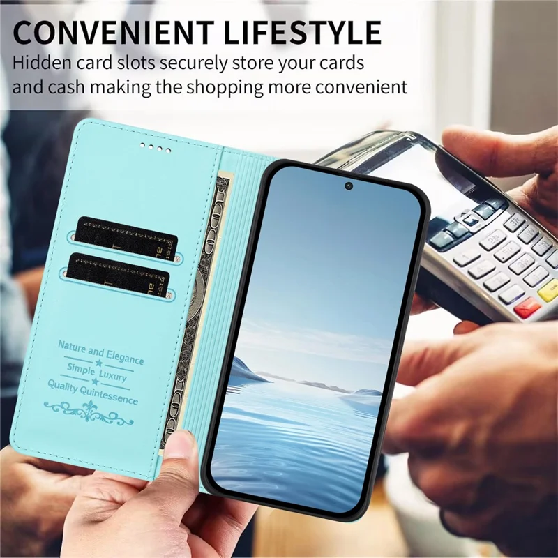 For Xiaomi Poco M8 Pro 5G / Redmi Note 15 Pro+ 5G (Global) Leather Wallet Case Magnetic Closure RFID Blocking Phone Cover - Mint Green