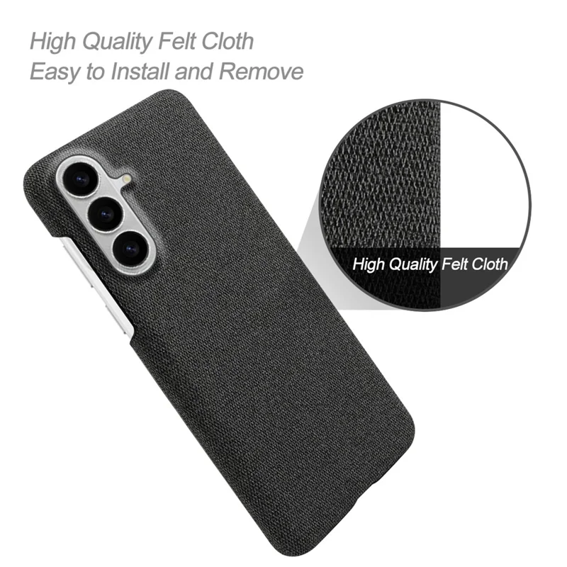 For Samsung Galaxy S26+ Phone Case Cloth Texture Anti-Scratch Protective PC Back Cover - Black - 4