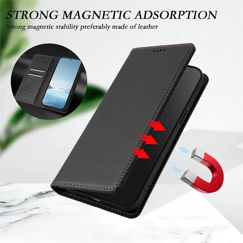 Bulk Purchasing For iPhone 17 Leather Case Magnetic Closure RFID Blocking Wallet Phone Cover - Black