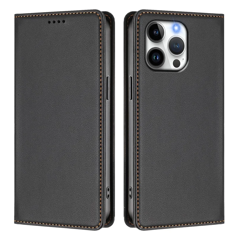Bulk Purchasing For iPhone 16 Pro Leather Case Magnetic Closure RFID Blocking Wallet Phone Cover - Black