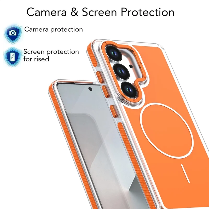 Cover magnetico per Samsung Galaxy S25+ / S24+ - Cover protettiva antiurto bicolore in TPU e PC - Arancione
