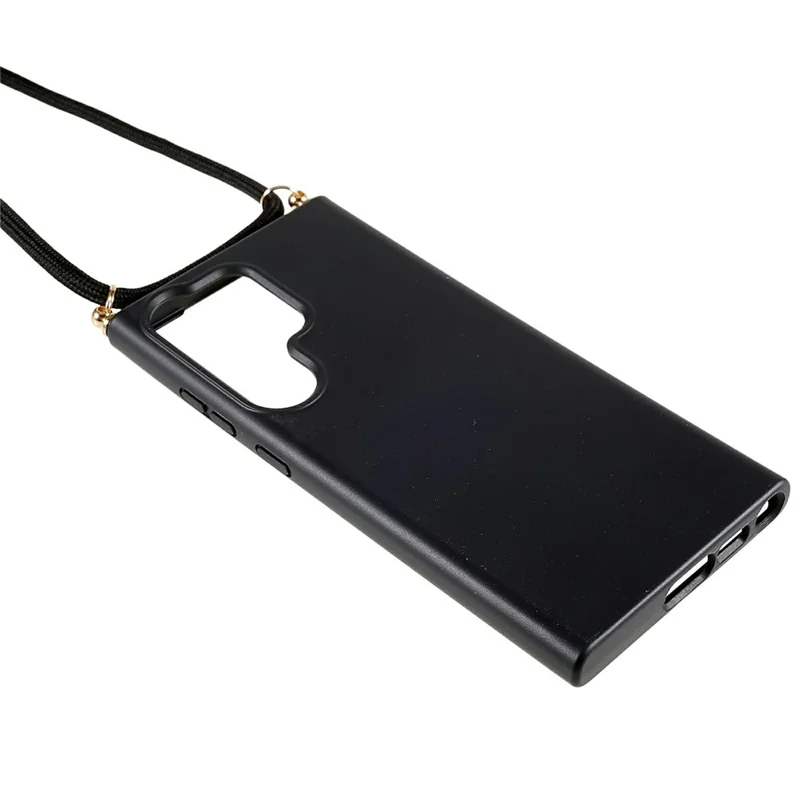 For Samsung Galaxy S26 Ultra Case Biodegradable Wheat Straw + TPU Eco-Friendly Phone Cover with Lanyard - Black