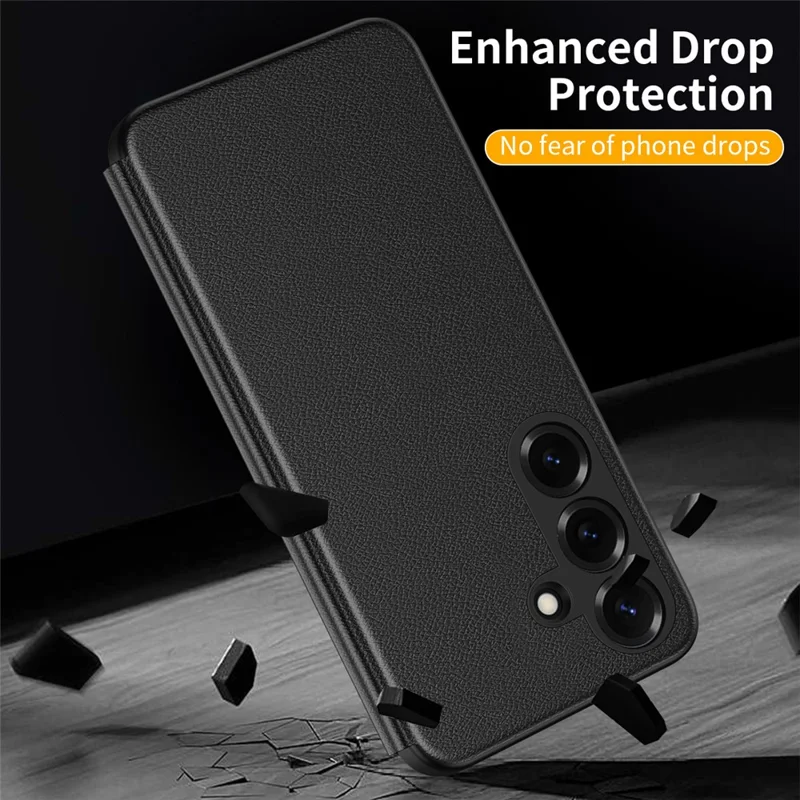 For Samsung Galaxy S26 / S26 Pro Case Smart View Window Leather Phone Cover - Black