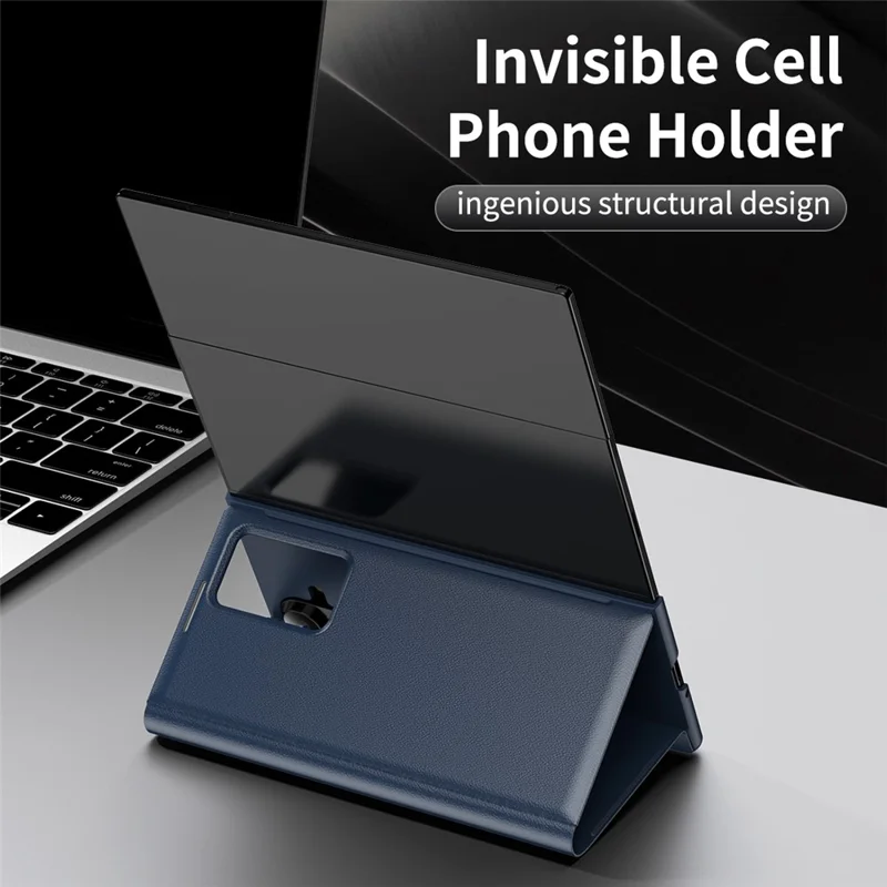 Étui pour Samsung Galaxy Z TriFold 5G avec porte-cartes, fenêtre d'affichage intelligent, housse en cuir - Saphir