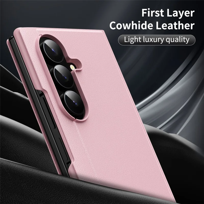 Cover per Samsung Galaxy Z TriFold 5G con porta tessere, finestra di visualizzazione intelligente, custodia in pelle - Rosa