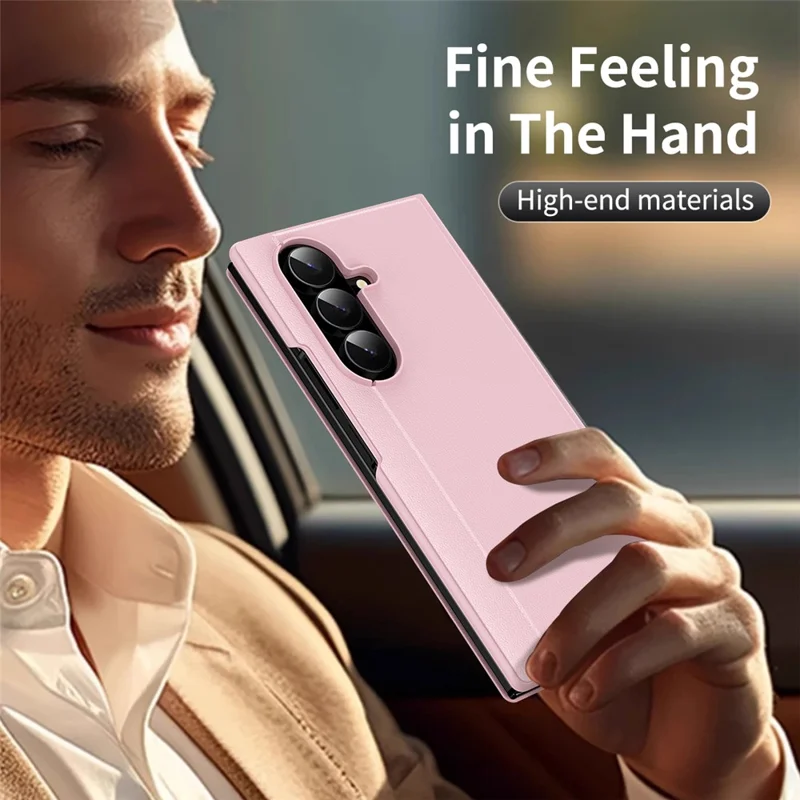 Cover per Samsung Galaxy Z TriFold 5G con porta tessere, finestra di visualizzazione intelligente, custodia in pelle - Rosa