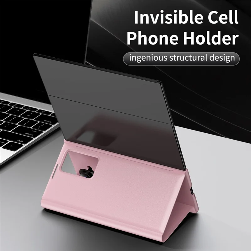 Cover per Samsung Galaxy Z TriFold 5G con porta tessere, finestra di visualizzazione intelligente, custodia in pelle - Rosa