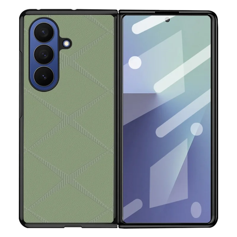 For Samsung Galaxy Z Fold7 5G Case X-Patterned TPU PU Leather PC Anti-Drop Phone Cover - Green
