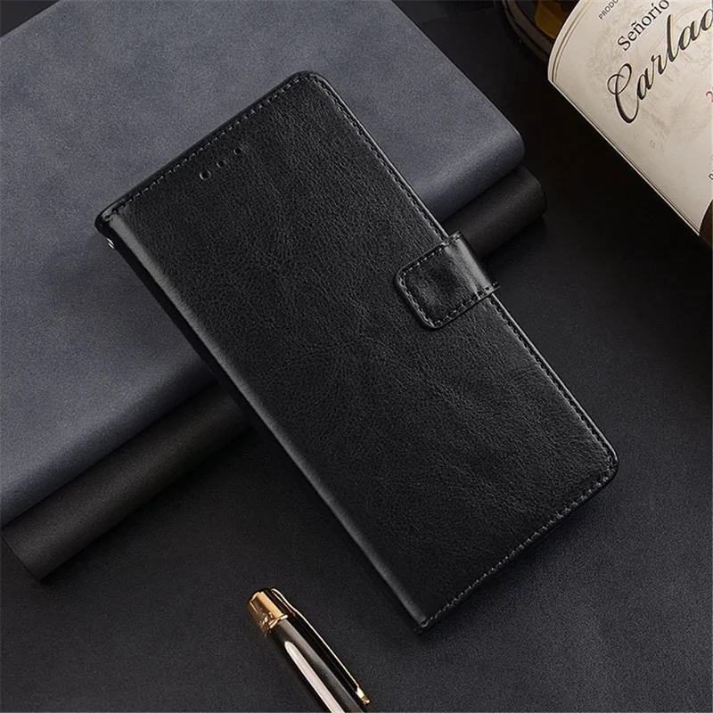 IDEWEI For Samsung Galaxy A23 4G / A23 5G (Global Version) Drop-proof Magnetic Closure Wallet Phone Case Crazy Horse Texture PU Leather Flip Cover with Stand Function - Black