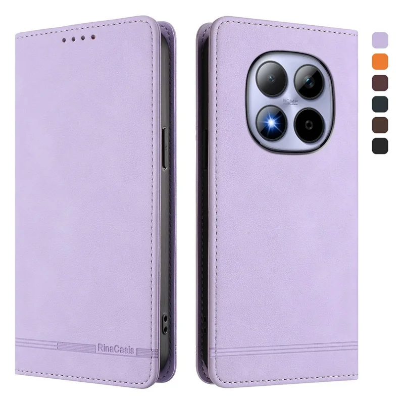 RINACASIS RC23 For Xiaomi Redmi Note 15 Pro 4G (Global) Case RFID Blocking Wallet Stand PU Leather Phone Cover - Light Purple