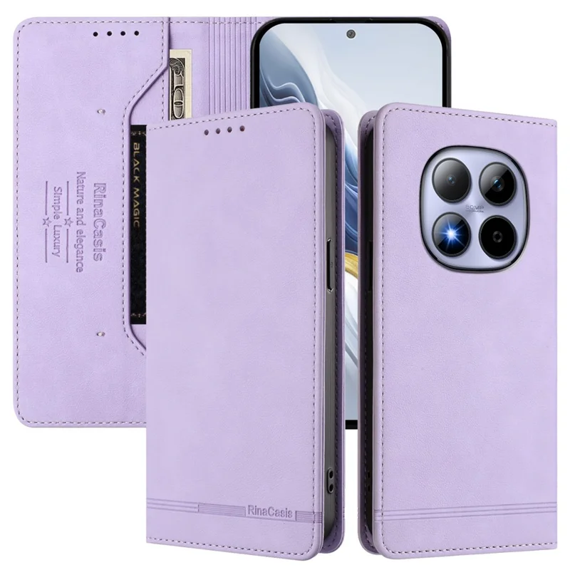 RINACASIS RC23 For Xiaomi Redmi Note 15 Pro 4G (Global) Case RFID Blocking Wallet Stand PU Leather Phone Cover - Light Purple