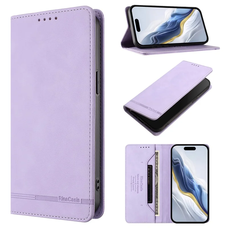 RINACASIS RC23 For Xiaomi Redmi Note 15 Pro 4G (Global) Case RFID Blocking Wallet Stand PU Leather Phone Cover - Light Purple