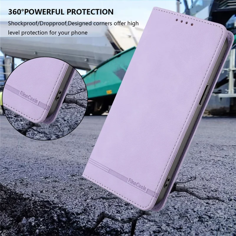 RINACASIS RC23 For Xiaomi Redmi Note 15 Pro 4G (Global) Case RFID Blocking Wallet Stand PU Leather Phone Cover - Light Purple