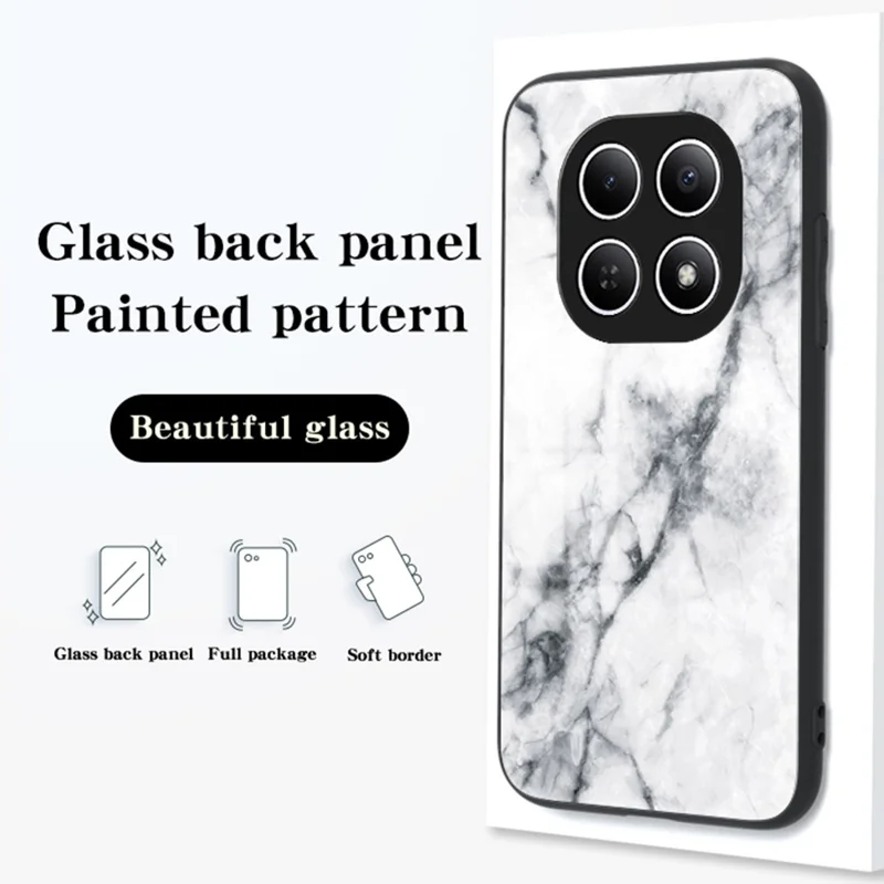 Phone Case For Xiaomi Poco M8 5G / Redmi Note 15 5G (Global) Marble Pattern Tempered Glass + PC + TPU Protective Phone Cover - Gold Black Marble