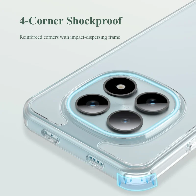 LEREACH TOC-serie til Xiaomi Redmi Note 15 5G (Global) / Poco M8 5G TPU + akryl telefonbeskyttelsesdæksel - Transparent