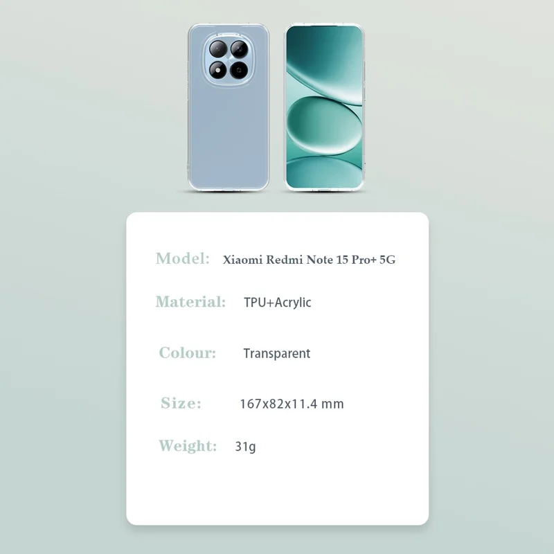 LEREACH TOC Series for Xiaomi Poco M8 Pro 5G / Redmi Note 15 Pro+ 5G (Global) Case TPU + Acrylic Phone Cover - Transparent