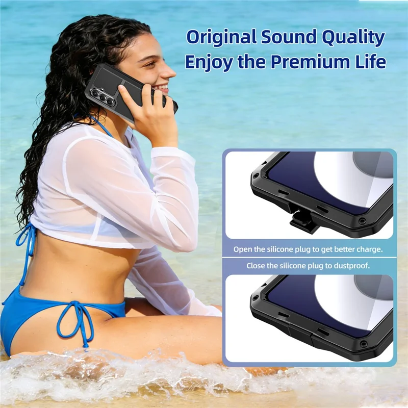 For Samsung Galaxy S26 / S26 Pro Case Silicone + Metal Phone Cover with Tempered Glass Screen Protector - Black