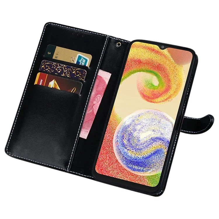 IDEWEI Magnetic Protective Flip Cover Para Samsung Galaxy A04 4G (164.4 x 76.3 x 9.1 Mm), Crocodile Texture PU Case de Teléfono de Cuero Con Función de Soporte - Negro